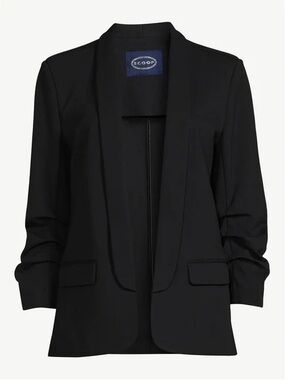 Scoop Women's Scrunch Sleeve Ponte Blazer with Shawl Collar